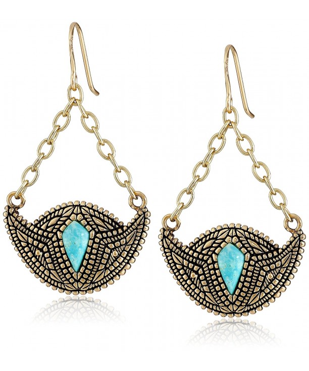 Barse Turquoise Bronze Color Crescent Earrings
