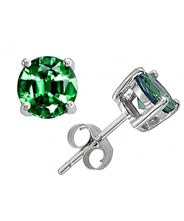 Star Simulated Emerald Earrings Sterling
