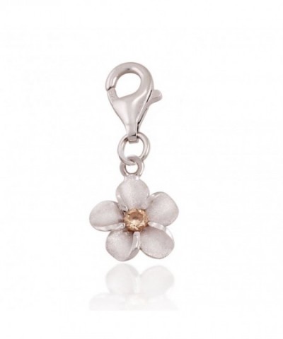 Sterling Silver Plumeria Zirconia Hawaiian