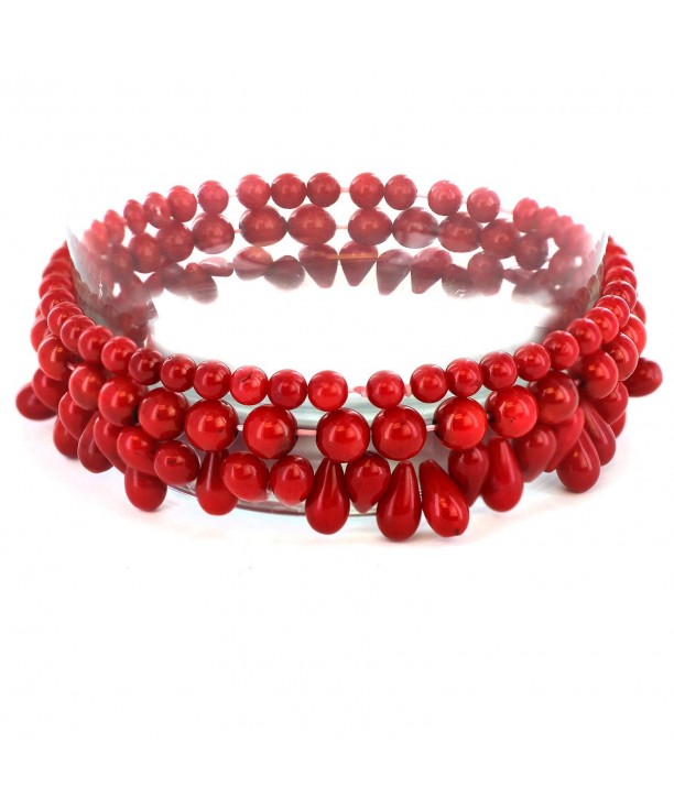 Womens Dyed Coral Beaded Bracelets