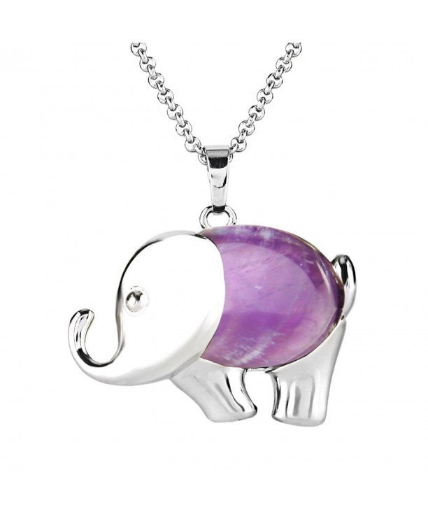 BEADNOVA Amethyst Elephant Gemstone Stainless