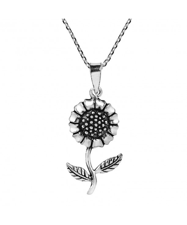 Charming Sunflower Sterling Pendant Necklace