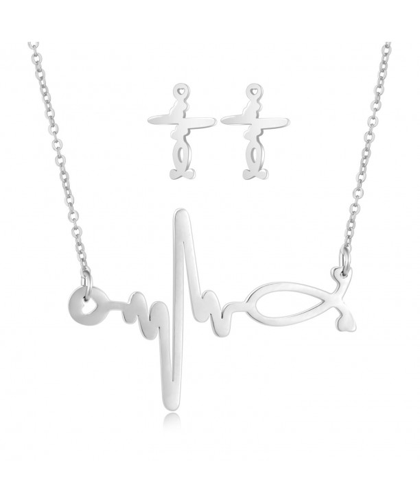 Heart Necklace Earrings Stainless steel Jewelry