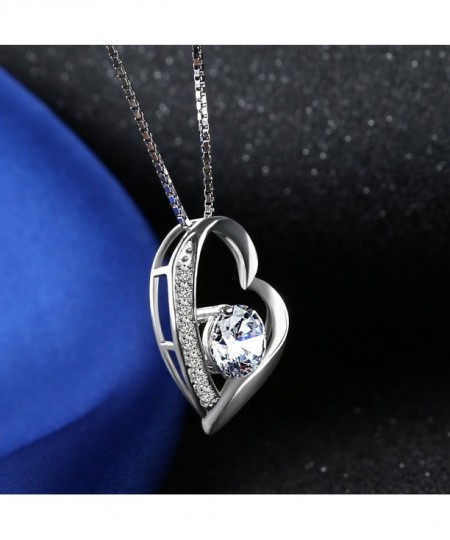 925 Sterling Silver Forever Love Heart Diamond Pendant Necklace CA12ISJ47U5