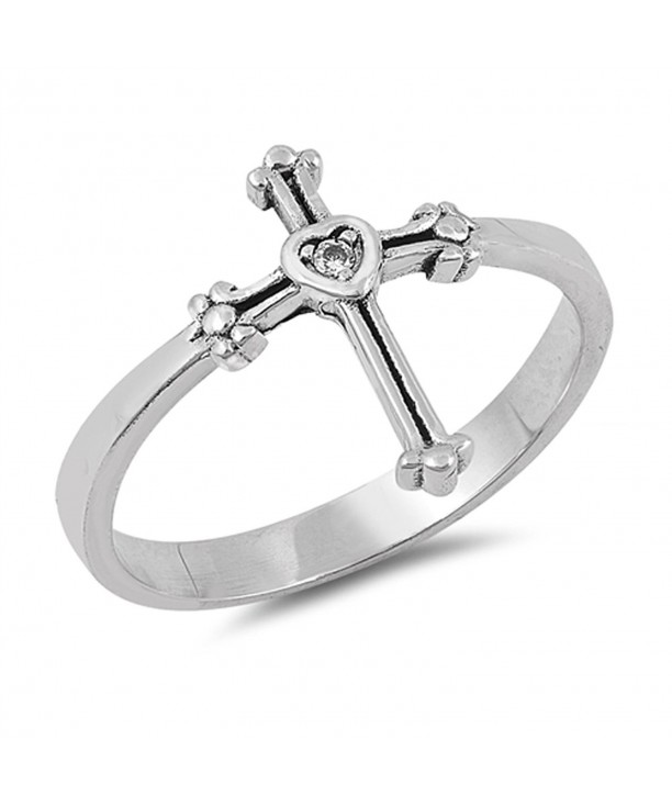 Solitaire Clear Sterling Silver Christian