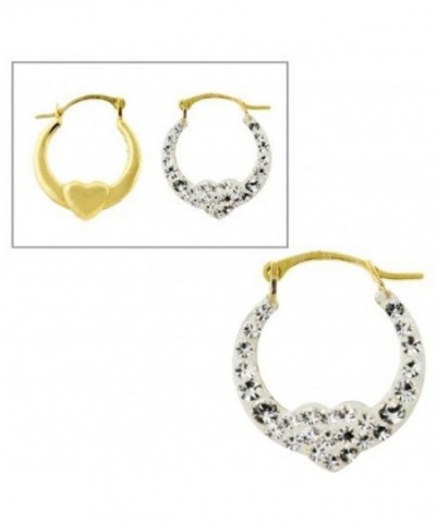 10KT Gold Hoops Crystal Heart