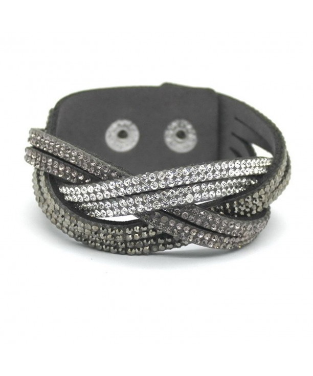 womens Distortion bracelets rhinestone Leather