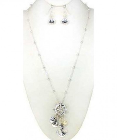 Nautical Silver tone Imitation Necklace Earrings