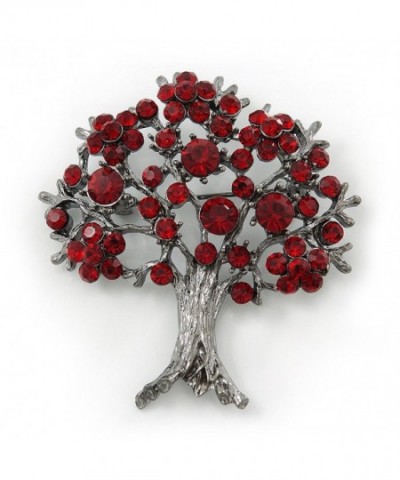 Burgundy Crystal Brooch Metal Finish