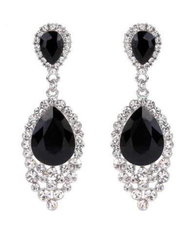 BriLove Teardrop Chandelier Earrings Silver Tone