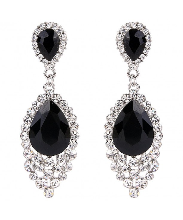 BriLove Teardrop Chandelier Earrings Silver Tone