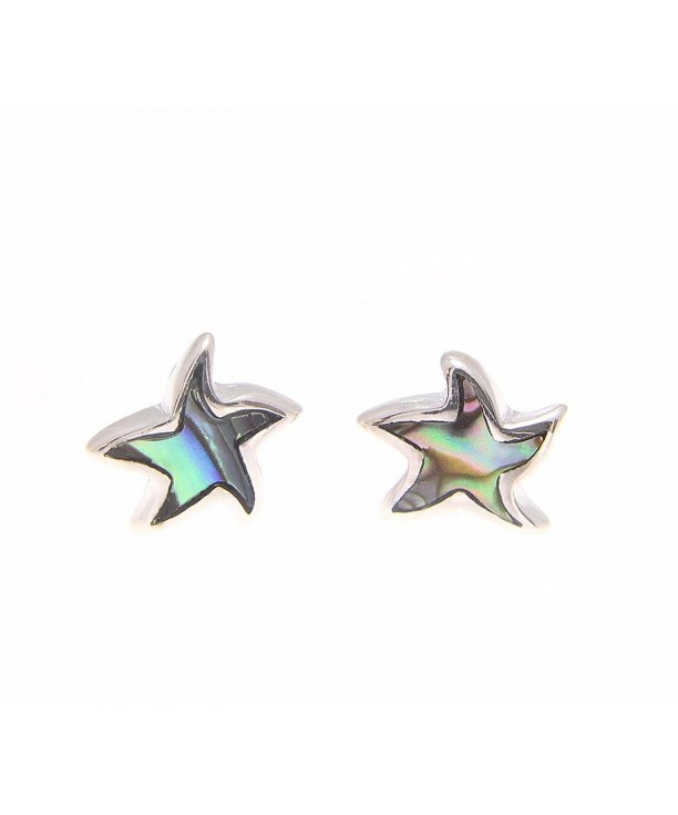 Sterling Hawaiian starfish abalone earrings