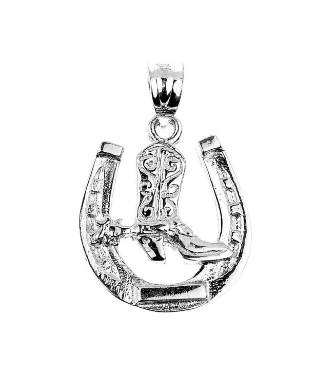 Sterling Silver Horseshoe Cowboy Pendant