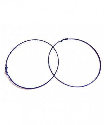 Large Navy Earrings Simple Hoops