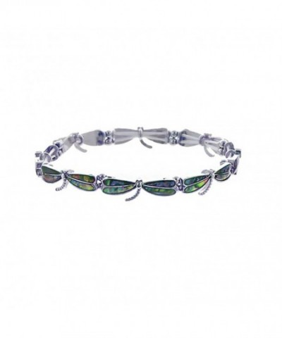 Silver Abalone Dragonfly Stretch Bracelet