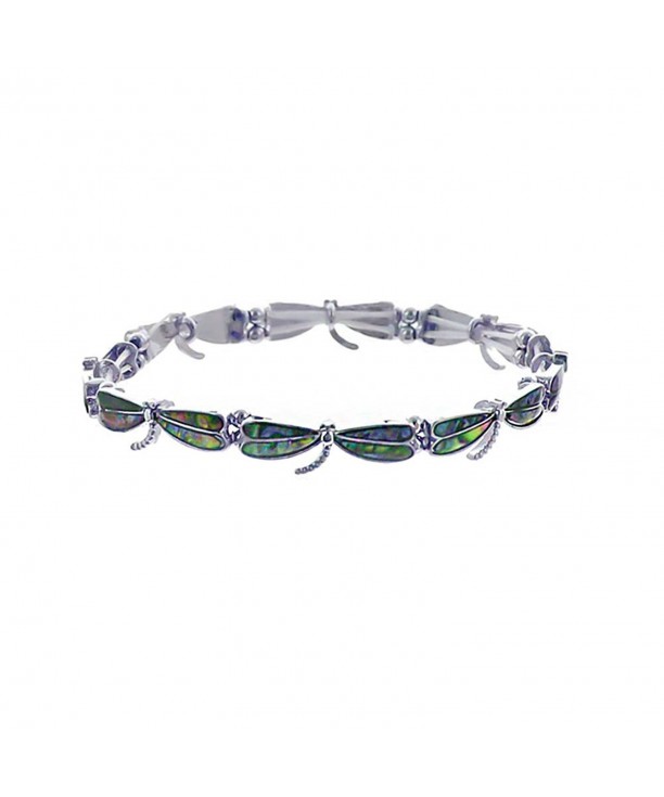 Silver Abalone Dragonfly Stretch Bracelet