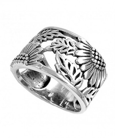 Sterling Silver Flower Band Ring