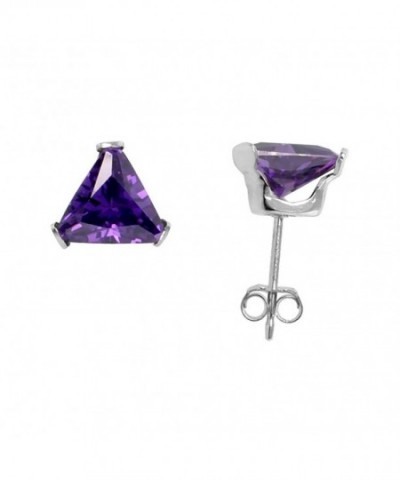 Sterling Silver Zirconia Triangle Amethyst