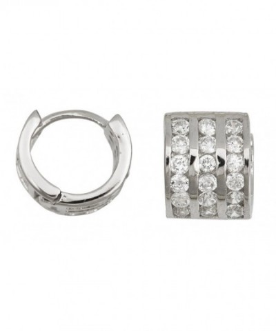 Sterling Zirconia Channel Huggies rhodium plated silver