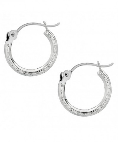 White Earrings Tubular 2x12mm Diamond Cut