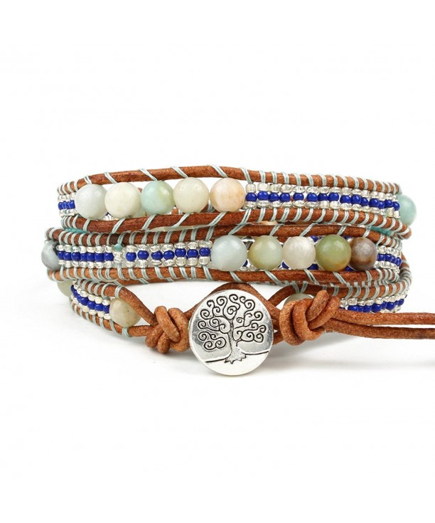 Bonnie Leather Bracelet Meditation Amazonite