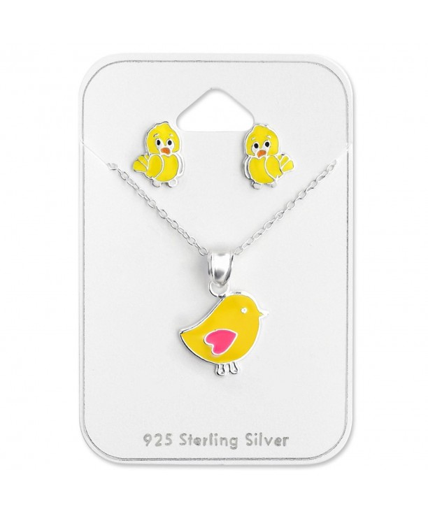 Sterling Silver Yellow Necklace Earrings