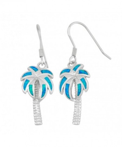 Sterling Silver Created Blue Earrings