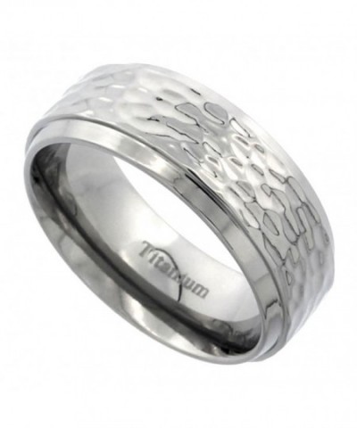 Titanium Wedding Hammered Beveled Comfort