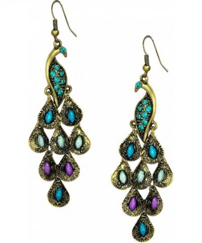 Vintage Peacock Crystal Statement Earrings