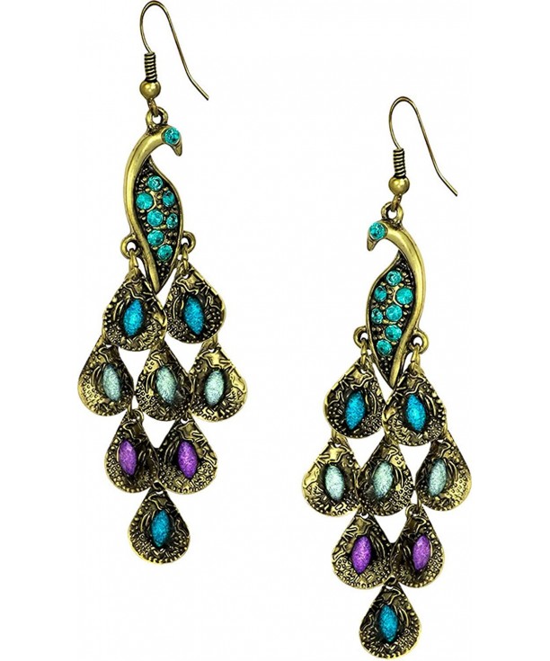 Vintage Peacock Crystal Statement Earrings