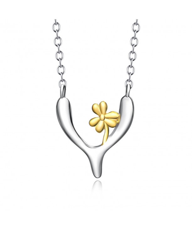 YFN Sterling Wishbone Pendant Necklace