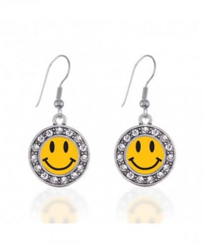 Smiley Circle Earrings Crystal Rhinestones