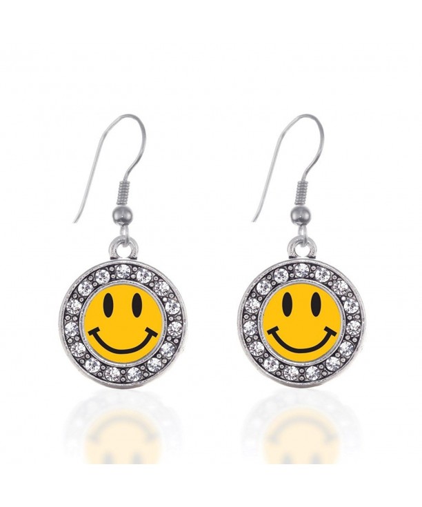 Smiley Circle Earrings Crystal Rhinestones