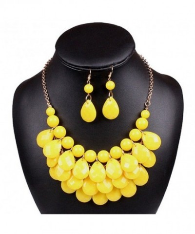 Lucite Teardrop Statement Necklace Earrings