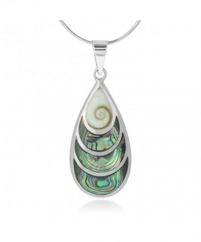 Sterling Beautiful Abalone Teardrop Necklace