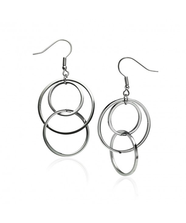 Stainless Earring Silver Circle Interlock