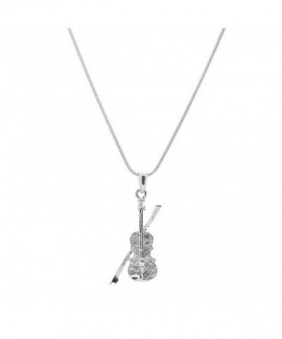 chelseachicNYC Crystal Violin Necklace Silver