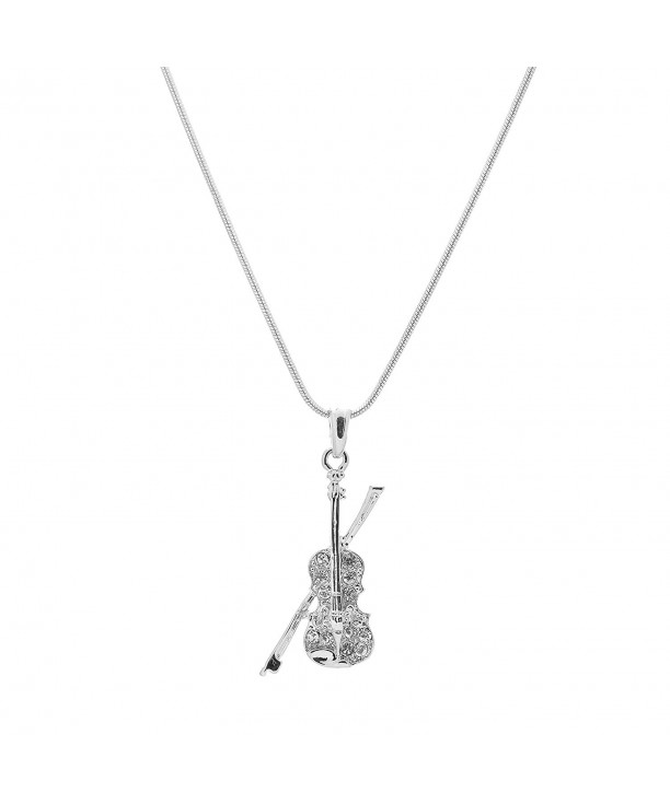 chelseachicNYC Crystal Violin Necklace Silver