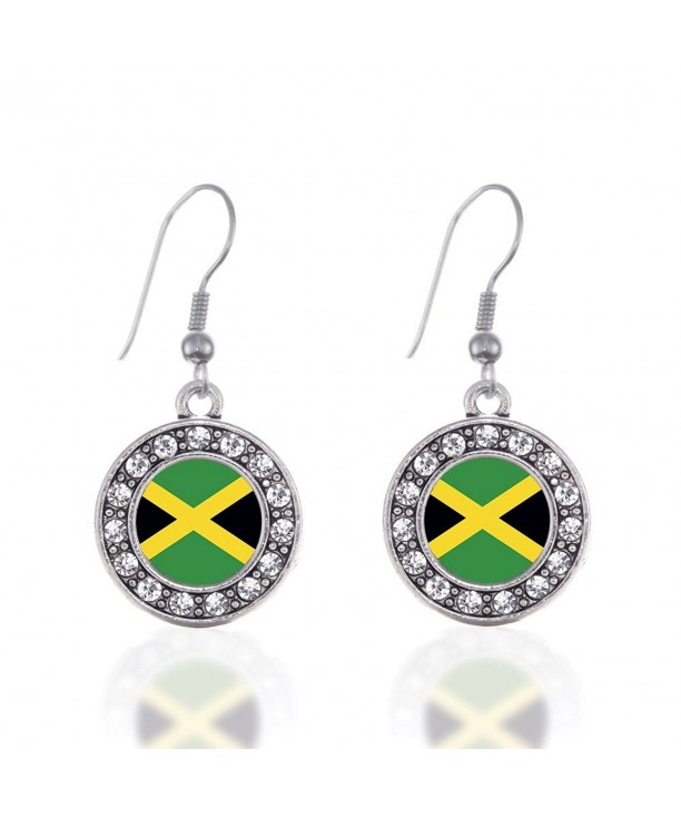Jamaican Circle Earrings Crystal Rhinestones