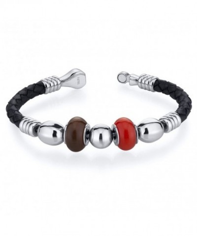 Brown Roundel woven Leather Bracelet