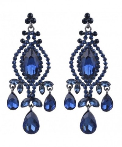 EVER FAITH Black Tone Chandelier Sapphire color