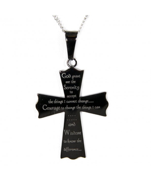 Serenity Prayer Cross Pendant Necklace