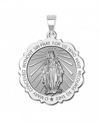 Miraculous Medal Scalloped Round Sterling