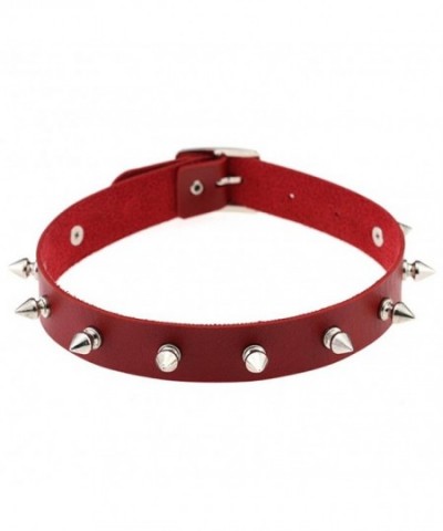 Womens Vintage Studded Leather Necklace