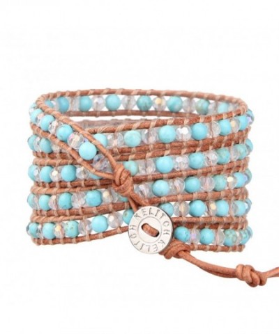 KELITCH Created Turquoise Crystal Leather Bracelet
