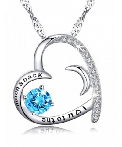 Birthstone Aquamarine Swarovski Necklace Anniversary