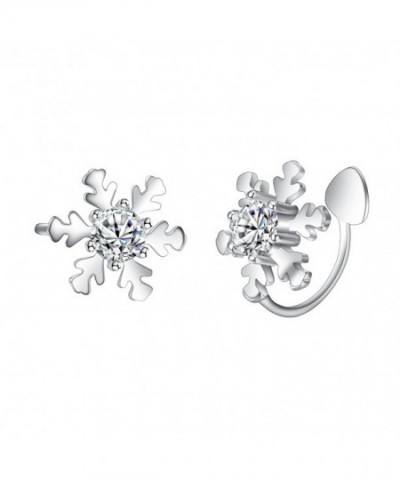 EleQueen Sterling Snowflake Crawlers Earrings