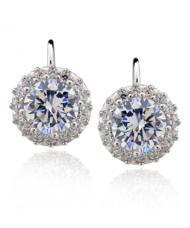 Sterling Silver Zirconia Leverback Earrings