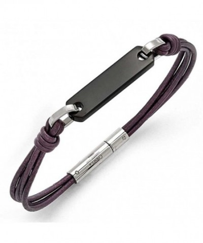 Chisel Stainless Polished Leather Bracelet