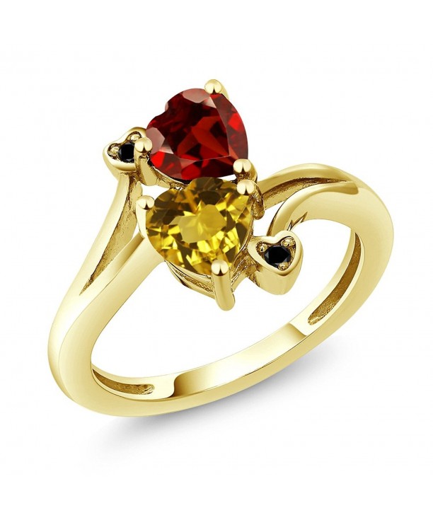 Yellow Citrine Garnet Plated Silver